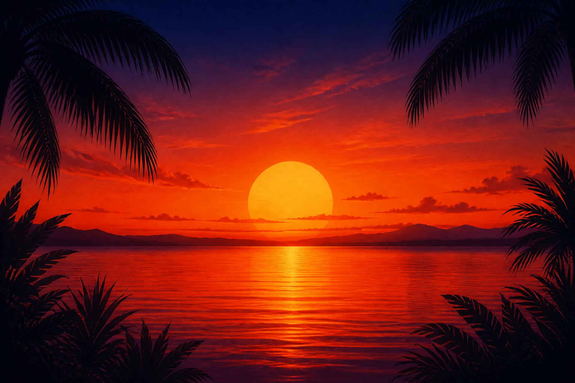 Coucher de soleil tropical sur le lac, VIBRA Last Summer Edition
